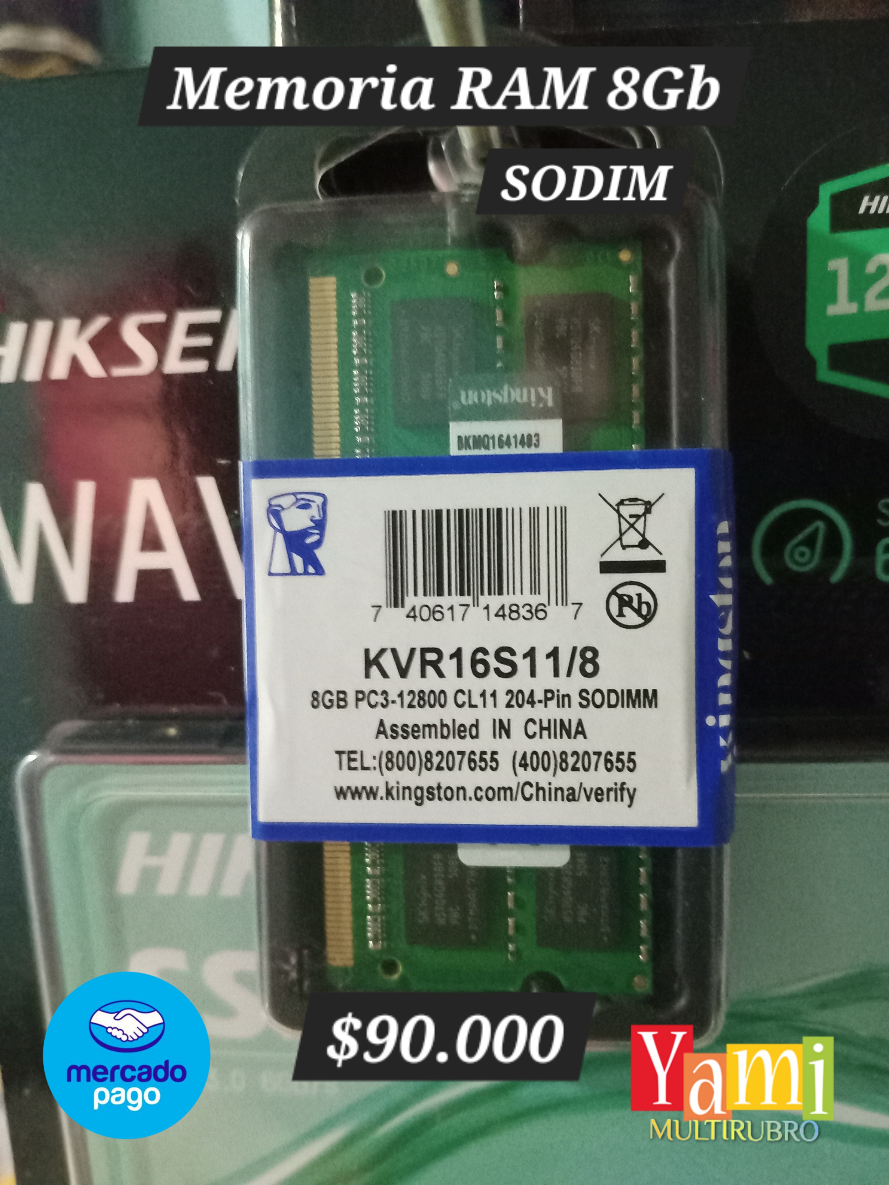 Memoria RAM 8Gb Ddr3 1600Mhz Sodim